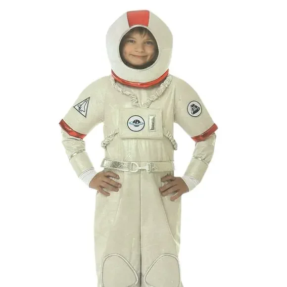 Kid's Astronaut Halloween Costume Space Explorer 3-4 Small New White Red - Picture 5 of 6